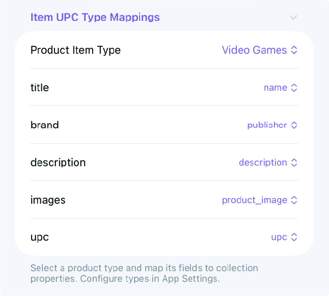 UPC Type mappings