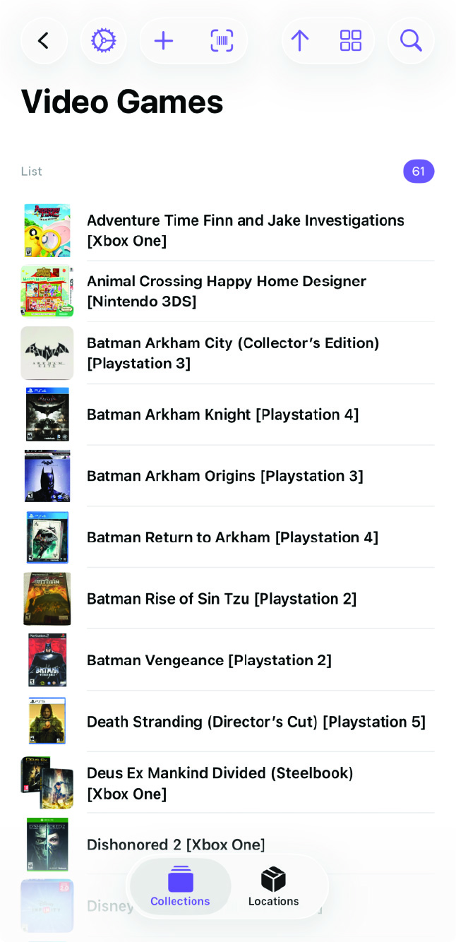 Collection Item list view